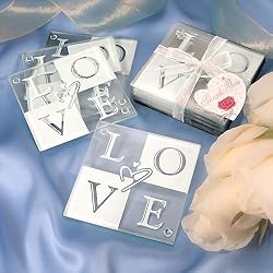 LOVE Glass Coaster Set