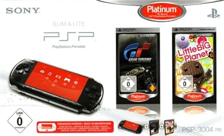 PlayStation Portable - PSP Konsole Slim & Lite 3004, black + Gran Turismo und Little Big Planet