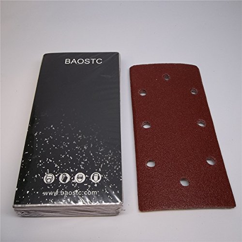 BAOSTC velcro sandpaper,3-5/8"*7-3/8" P180,red aluminum oxide 50PACK