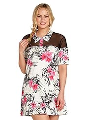 Floral Print Elastane/Polyester Mesh  Shirt  Dress