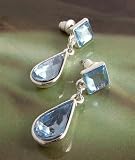 Image of Fashion earrings 758 pale blue drops on silver colour metal