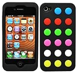 CrazyOnDigital Pattern Case for iPhone 4 with Wristband (Black TPU Bubble D ....