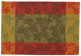 Durable Hand Woven 100% Cotton Jacquard Maple Leaf Placemat With Fused Backing 12x18 Inches Set of Six