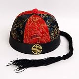 Tradition Peking Oper Mütze Kappe Cap Schwarz Rot