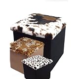 Multi Purpose Faux Animal Fur Folding Ottoman Storage Box/Chair Leopardmix