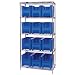 Quantum Storage Systems WR5-600RD 5-Tier Complete Wire Shelving System with 12 QGH600 Red Giant Stack Bins, Chrome Finish, 18" Width x 36" Length x 74" Height