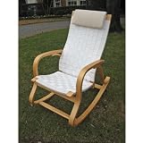 International Caravan Bentwood Rocker With Nylon Strap Seating W/ Attached Pillow White - Qrb110-nt