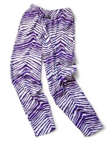 Zubaz Pants: Purple/White Zubaz Zebra Pants-M