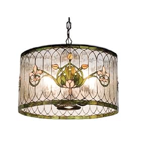 20 Inch W Tulip and Fleurs Swag Pendant Ceiling Fixture