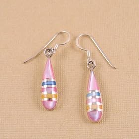 Tear Drop Earrings Sterling Silver Mother of Pearl