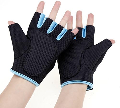 Sport Cycling Fitness Gym Half Finger Weightlifting Gloves Exercise Training (Blue, Medium)