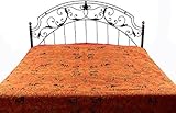 Taupe Gujarati Bedspread with All-Over Embroidered Wildlife - Pure Cotton