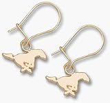 Southern Methodist (SMU) Mustangs 1/4 Mustang Dangle Earrings - 14KT Gold Jewelry