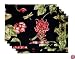 Rose Tree Hilo Table Linens Set Of 6 Placemats, Black