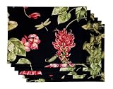 Rose Tree Hilo Table Linens Set Of 6 Placemats, Black