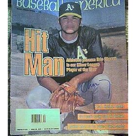 Eric Chavez autographed Oakland A's Baseball America magazine