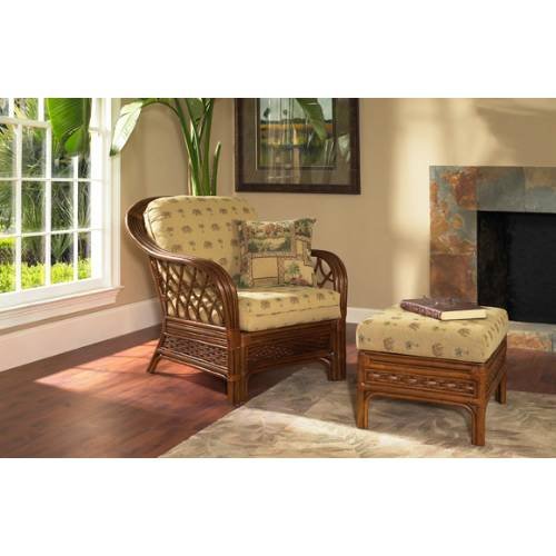Boca Rattan 74001961 Coco Cay Seating Arm Chair in Urban Mahogany with Cushion 74001