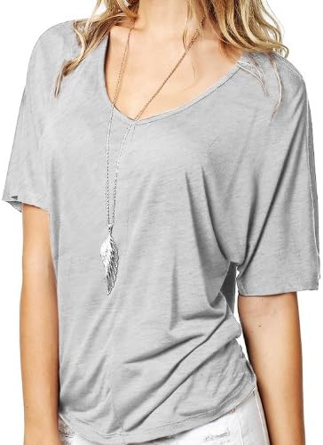 11 FOXY Womens Loose Fit V Neck T Shirt HEATHER GRAY MEDIUM