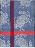 100% Cotton Crab Jacquard Dishtowel Blue 18" X 28" Set / 6