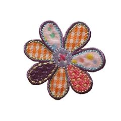 Blume 5,2 cm B�GELBILD AUFN�HER APPLIKATION Blumen Bl�te lila orange bunt Kinder
