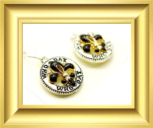 WHO DAT New Orleans Saints Earrings Black & Gold