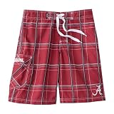 University of Alabama Crimson Tide Mens Boardshort in Plaid Pattern - Slugger