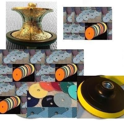 V40(1-1/2") Bullnose Diamond Hand Profiler / Router Bits And Diamond 4" Polishing Pad Set of 12+1