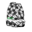 Set of 2 Universal-fit Hawaiian Hibiscus Floral Print Front Bucket Seat Cover - Grey