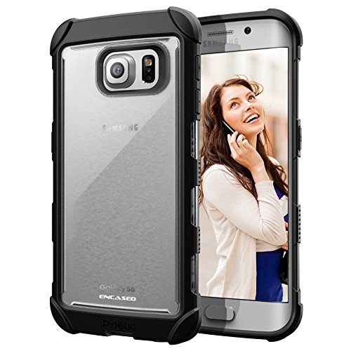 Samsung Galaxy S6 EDGE Case, Rugged/Clear Back Design With Scratch-Proof Finish (Encased® Lifetime Warranty) **New 2016 Release** (Jet Black)