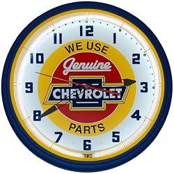 Chevy Red Center Parts Neon 20" Wall Clock Made In USA New