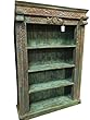 Antique Bookshelf Floral Hand Carving Indian 4 Shelf Patina Bookcase Furniture