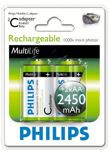 Philips Multi Life NiMH Akku C Baby 2450 mAh 2er Pack Preisvergleich