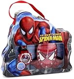 Marvel Comics Kids' SPM023T Spiderman Giftable Tin Alarm Clock Watch Set