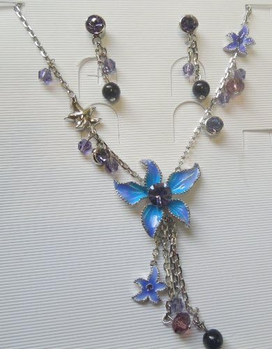 J0476b Prom and Bridesmaids Jewelry Set Rhinestone & Crystal Necklace with Earrings Multi Color