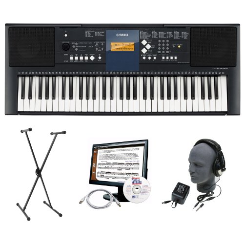 Yamaha PSR-E333 Premium Keyboard Package with Headphones, Stand, Power Supply, 6-Feet USB Cable and eMedia Instructional Software