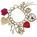 Gold-Plated Red Heart Flower Love Charm Bracelet Fashion Jewelry