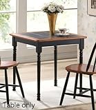 Square Dining Table with Tile Top in Black and Cherry Finish