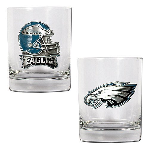 NFL Philadelphia Eagles Two Piece Rocks Glass Set - Primary & Helmet Logo