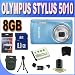 Olympus Stylus 5010 14 MP Digital Camera with 5x Wide Angle Dual Image Stabilized Zoom and 2.7-inch LCD (Blue) + 8 GB Accessory Kit