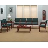 Traditional Style Five Piece Reception Group Avon Blue Fabric/Cherry Finish