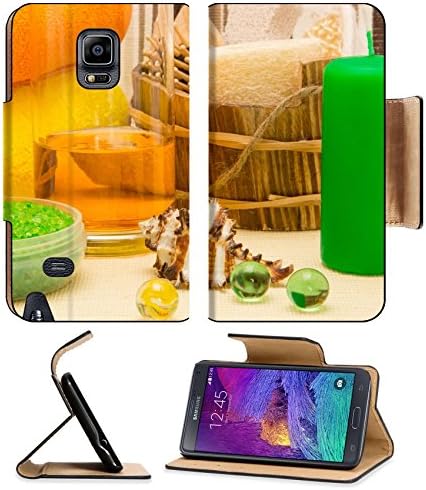 MSD Samsung Galaxy Note 4 Flip Pu Leather Wallet Case Candles sea salt shower gel with towels and other bathroom accessories IMAGE 20306944