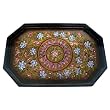 Handmade Decorative Lacquer Tray / Platter With Hand-etched Floral Design (Thailand)