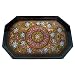 Handmade Decorative Lacquer Tray / Platter With Hand-etched Floral Design (Thailand)