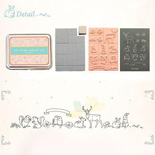 Woodows Sweet Dream Series Wooden DIY Stamp Set (12-Piece) with Tin Box (Love Animal)