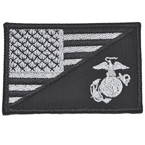 USA Flag / Marine Corps' EGA 2.25x3.5 Military Patch / Morale Patch - Black