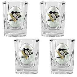 Pittsburgh Penguins 4pc Square Shot Glass Set NHL Hockey