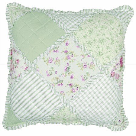 PATCHWORK KISSENHÜLLE KISSENBEZUG RÜSCHEN 50x50CM