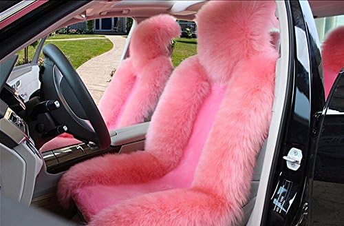 Sheepskin Car Seat Cover 1 Pair Car Cushion Front Driver Seat Cover Car Seat Cushion Sheepskin Car Supplies Many colors to choose (pink)
