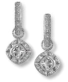 Cushion Pave Diamond Earring Charms - White Topaz - by Zasha Signature Jewelry
