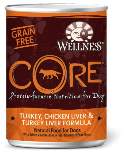 Wellness CORE Grain-Free, Turkey, Chicken Liver and Turkey Liver Recipe Dog Food (Pack of 12, 12.5-Ounce Cans)